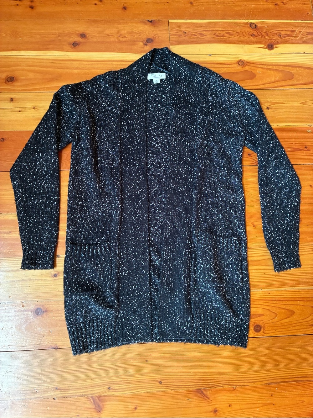 AFF Black Speckled Open-Front Cardigan